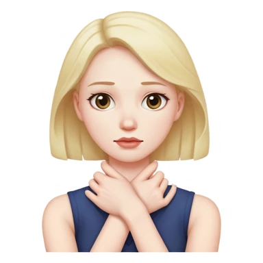 arms crossing holding around her throat sticker