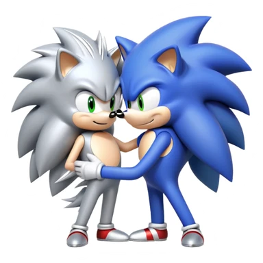 Sonic the Hedgehog and Silver the Hedgehog hugging each other sticker