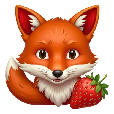 fox eating strawberries sticker