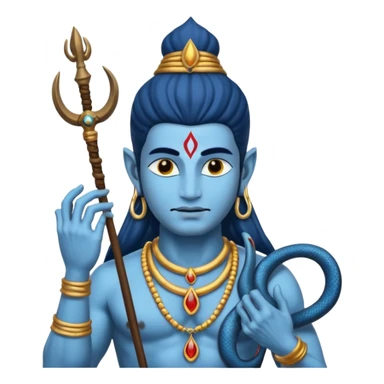 Mahadev real god  shiv not like cartoon  blue body and trishul and and had damru and nack around sanke  sticker