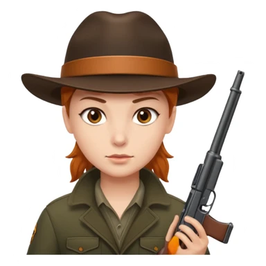 hunter holding a gun, simple, clear expression sticker