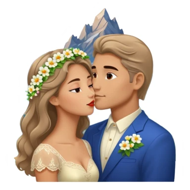 Kissing Couple traveling in Montenegro russian man and elegant  Latina girl delicate flowers and mountains in the background  sticker