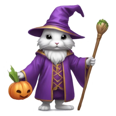 rabbit wizard purple clothes holding a carot staff sticker