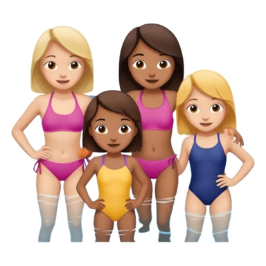 3 girl cousins and 1 boy cousin fun in the pool sticker