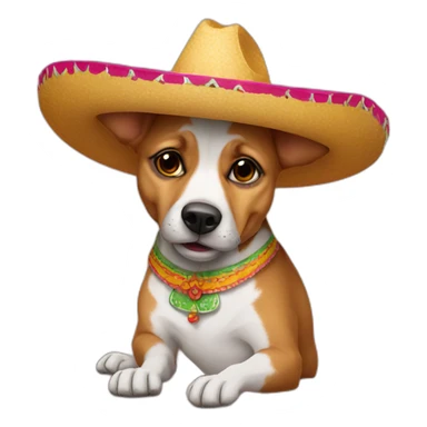 dog in sombrero drinking margarita sticker