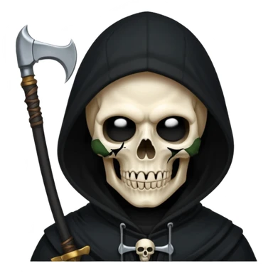 zoomed black hood skull scythe sticker