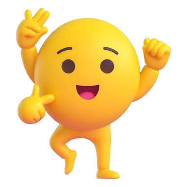 yellow emoji face dabbing, playful and energetic sticker