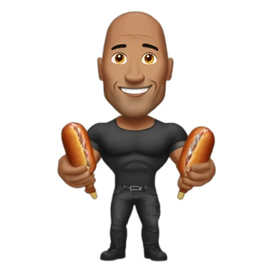 the rock holding a saussage sticker