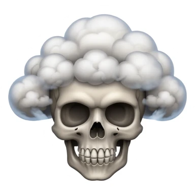 Combine this three emojis 💀🤯💨 where the head should be blasted like 2nd emoji and smoke should come out like third emoji and the reaction should be like this emoji 😨 sticker