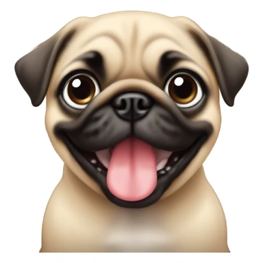 baby pug looking straight with his tongue slightly out  sticker
