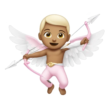 Flying newborn baby with big white wings, shooting with bow and arrow, wearing light pink pants sticker