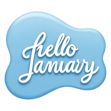 Light Blue “ hello January “ word in cursive sticker