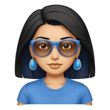 My Sexy wife with sunglasses, black hair, and awesomeness. She has some gray, she's super cute, and her sunglasses are on her head like she doesn't want to wear them. She has brown eyes and is just lovely. Her hair is down her back amd she is wearing a blur t-shirt that says "whiskey & sunshine". sticker