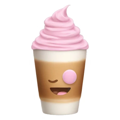 Latte coffee with the pastel pink  sticker