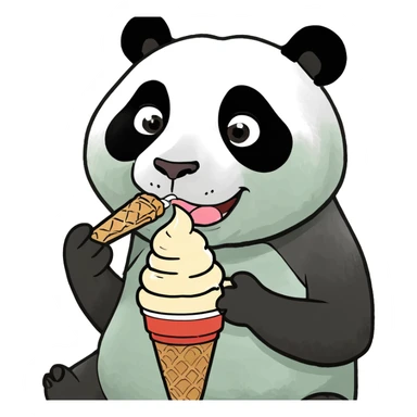 Panda eating ice cream sticker
