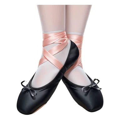 cinematic-realistic-ballet-shoes,-soft-satin-black-pointe-shoes-with-delicate-ribbons,-resting-gently-on-a-polished-wooden-floor,-subtle-creases-in-the-fabric,-glowing-under-the-warm-golden-light-of-a-rehearsal-studio,-evoking-ele sticker
