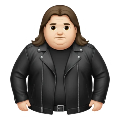 Long hair obese men in leather jacket sticker