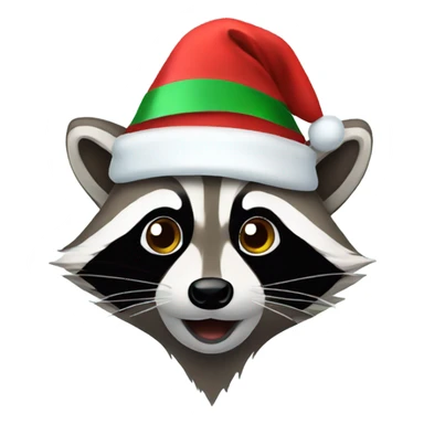 Raccoon wearing a Santa hat sticker
