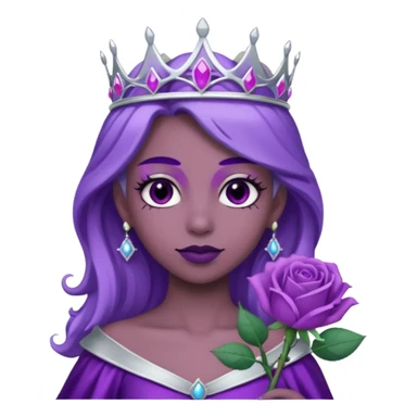 Purple rose flower with silver tiara sticker