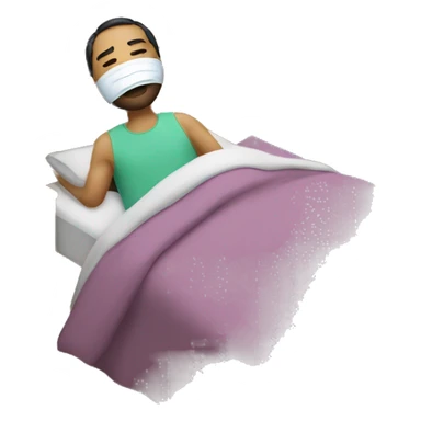 A man have mask and sleeping on bed sticker