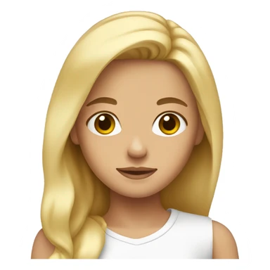 blonde girl with brown eyes, emoji size up to the middle of the body sticker