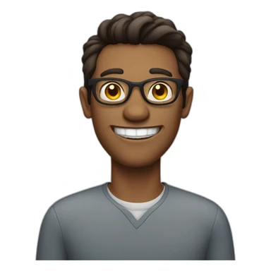 brunnete man with glasses missing one tooth sticker