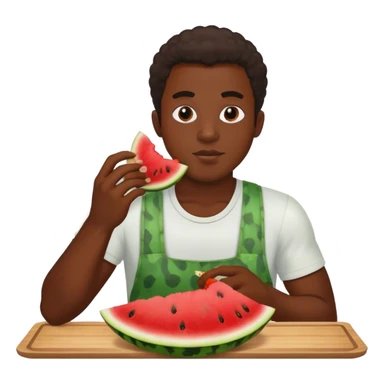 A black man eating watermelon and fried chicken sticker