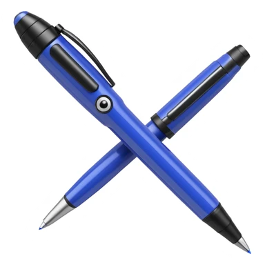 3D render of Hidden Camera Pen, secret agent spy gear aesthetic, hidden mechanisms, glossy blue ballpoint pen with a glass lens tip, sleek tactical texture, Apple emoji style, isolated on white background --v 6.0. sticker