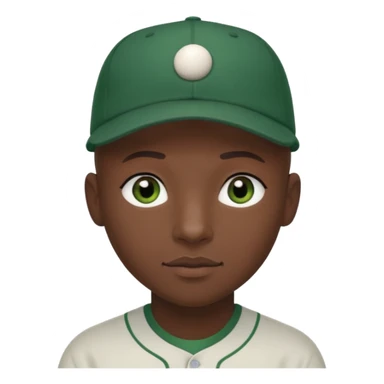 Black bald guy with a baseball cap, brown eyes & a white girl brown hair with green eyes no baseball cap sticker