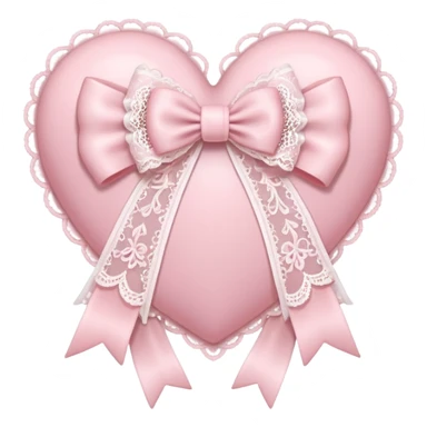 rococo Pastel pink heart with white bow with lace and frills sticker