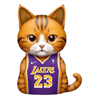 cat wearing lakers lebron james jersey sticker