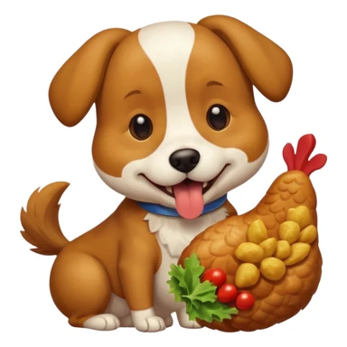 A dog eating chicken  sticker