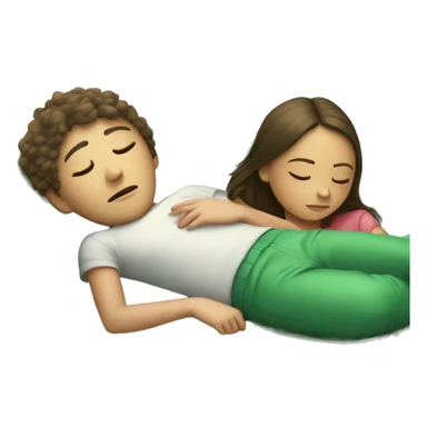 Girl sleeping on Green Couch and Boy watching on iPad sticker