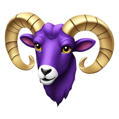 Purple and gold ram with a beer sticker