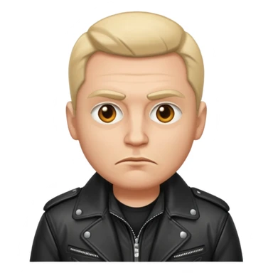 Russian 1990s gangster emoji, leather jacket,, serious face, cartoon style sticker