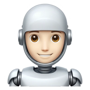 Half human, half robot smiling sticker