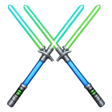 pair of crossed sabers designed to look like glowing lightsabers, vibrant and dynamic, realistic emoji style sticker
