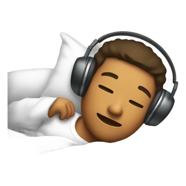 In bed with headphones  sticker