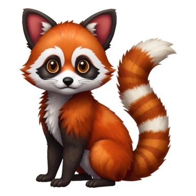 Realistic furry fuzzy scaly 4-legged quadrupedal Red-Panda-Munchkin-Kitten-Lemur-Raccoon-Dog-Red-Fox-animal-fusion-hybrid, Full body sticker