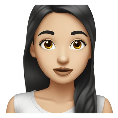 white girl with black hair applying cream on face sticker