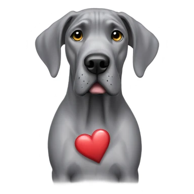 Grey great dane with heart sticker