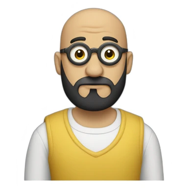 bald minion with black beard, no glasses sticker