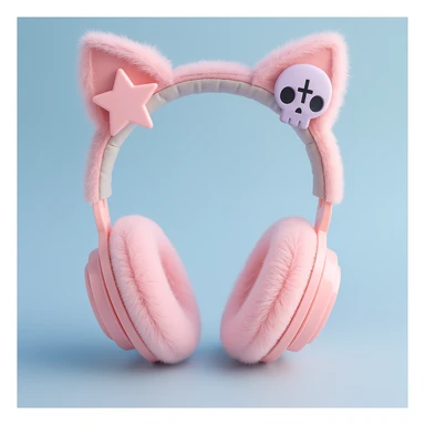 Add cute pastel goth hair clips to the cat ear headphones, keep the style and background as is. Maintain the original look and feel of the image. sticker