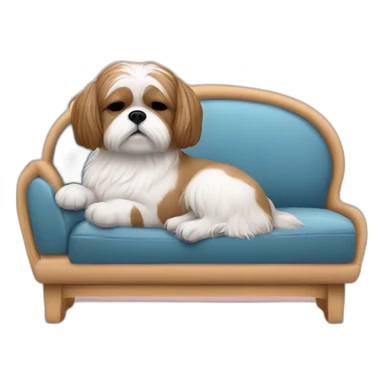 Human woman and shih tzu dog sleeping on couch sticker