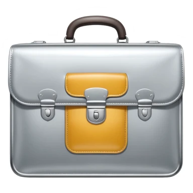 A luxury briefcase emoji made of polished silver chrome, smooth rectangular shape, metallic reflections, minimal high-end design, swag business aesthetic, iOS emoji style, centered, clean white background
 sticker