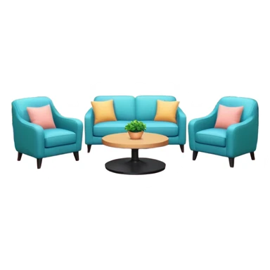 Morning entertainment TV studio, cozy talk show set with armchairs and couch with people, LED screen behind, warm pastel colors, green and blue lighting panels, festive decorations, friendly daytime TV atmosphere, realistic broadcast studio, no branding. sticker