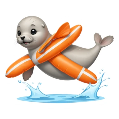 A cute seal pup with floaties on both flippers, kicking excitedly near lane markers. sticker