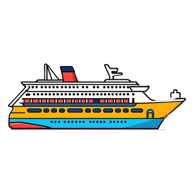 A colorful cruise ship with multiple decks sticker