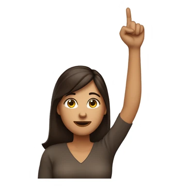 The woman dark brown hair is pointing upward with their hand with index finger raised. sticker