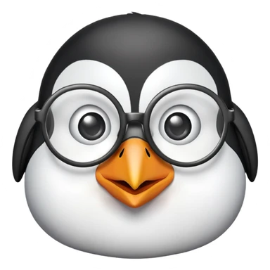 penguin head wearing round glasses, cute, smart looking sticker